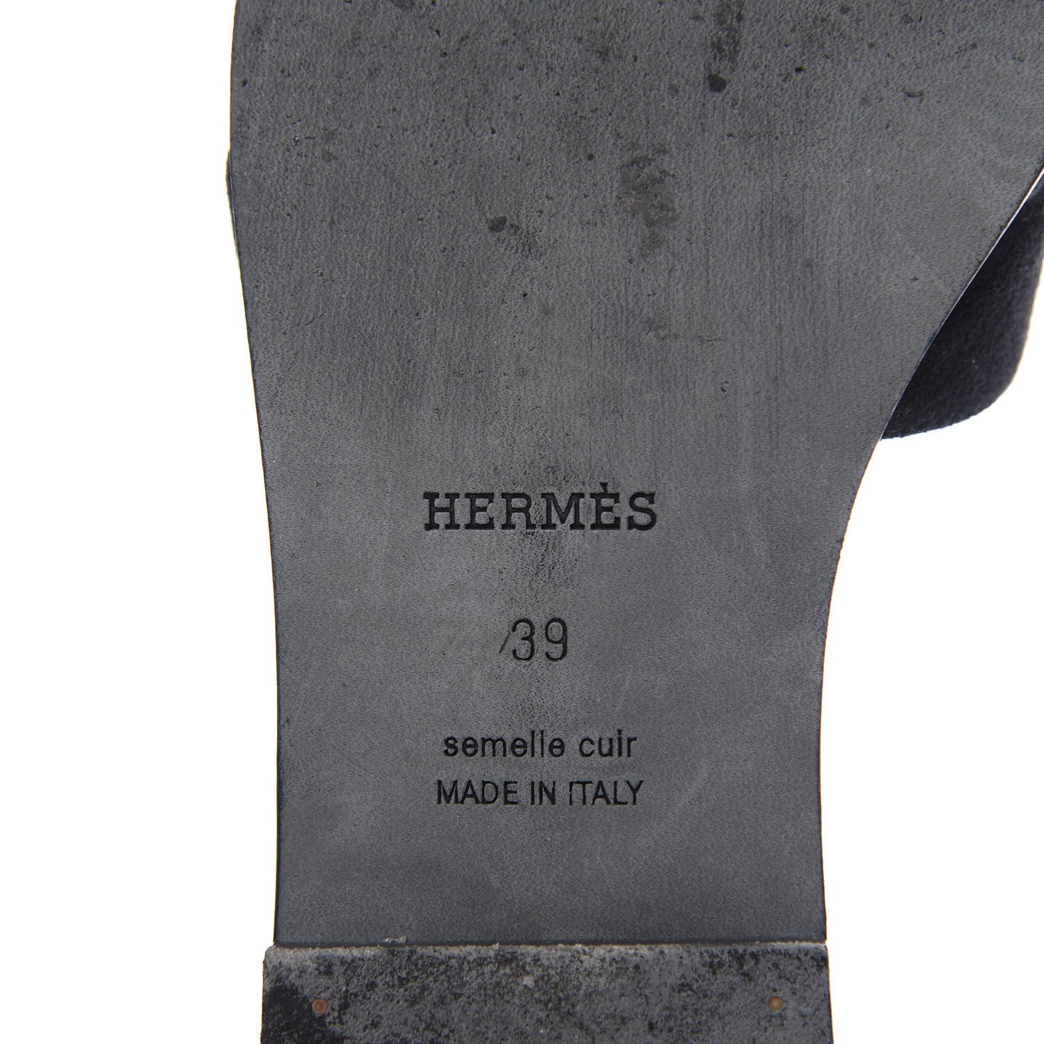 Hermes Suede Goatskin Oran Sandals 39 Black 9 of 10