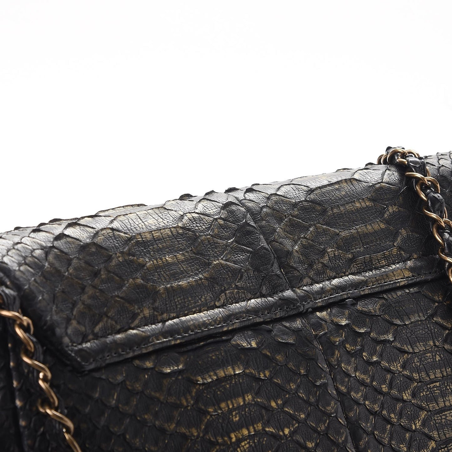 Metallic Python Hobo Black Gold