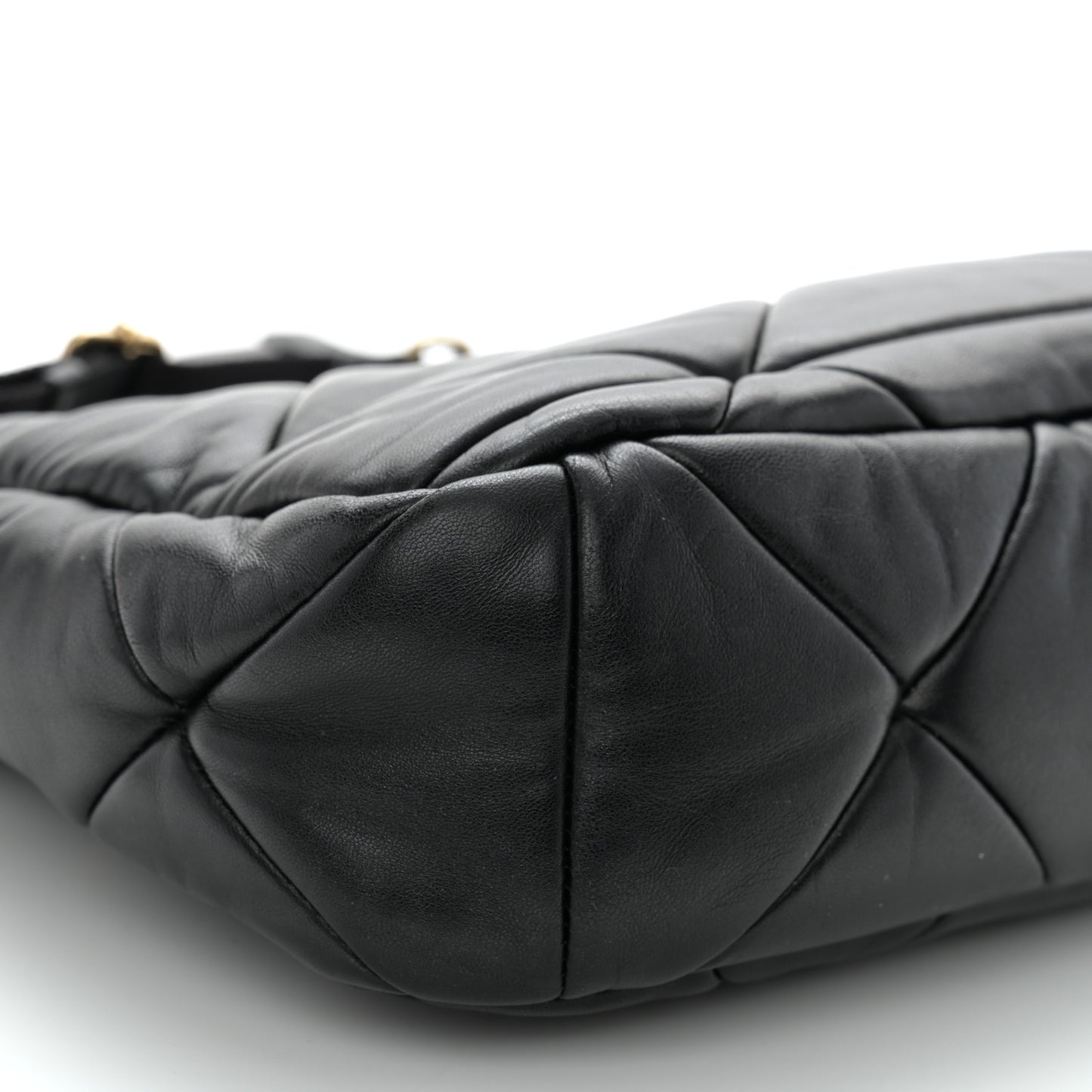 Nappa Re-Nylon Triangle Quilted Patchwork System Shoulder Bag Black