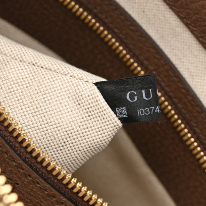 Gucci Monogram Jumbo GG Textured Dollar Calfskin Web Wristlet Messenger Bag Camel Ebony New Acero 7 of 11