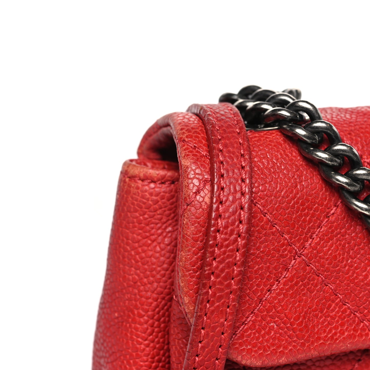 Caviar Quilted Mini Simply CC Flap Red