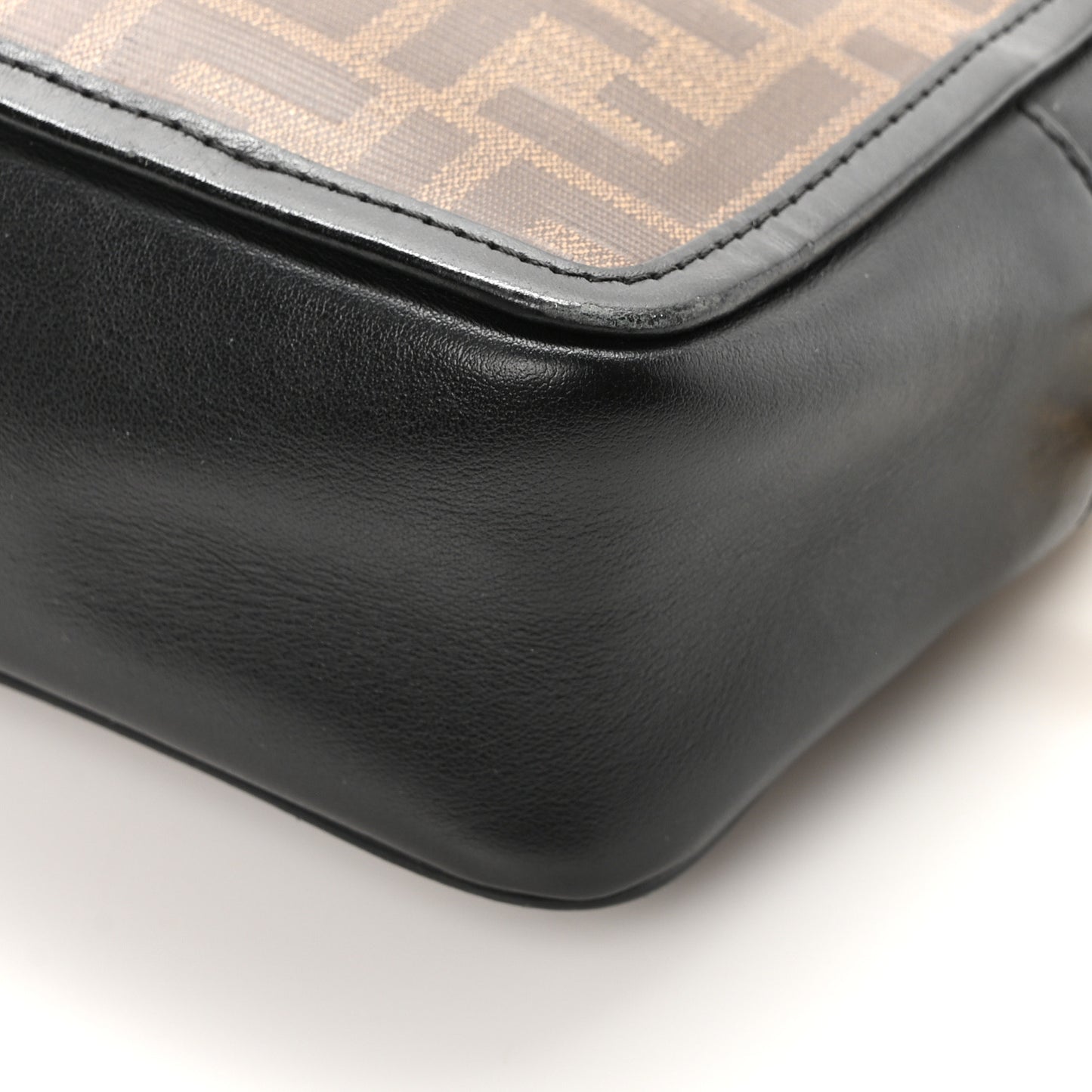 Glazed Fabric Vitello Century FF 1974 Stamp Patch Mini Camera Case Mogano Panna Black