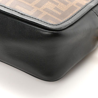 Fendi Glazed Fabric Vitello Century FF 1974 Stamp Patch Mini Camera Case Mogano Panna Black 10 of 10