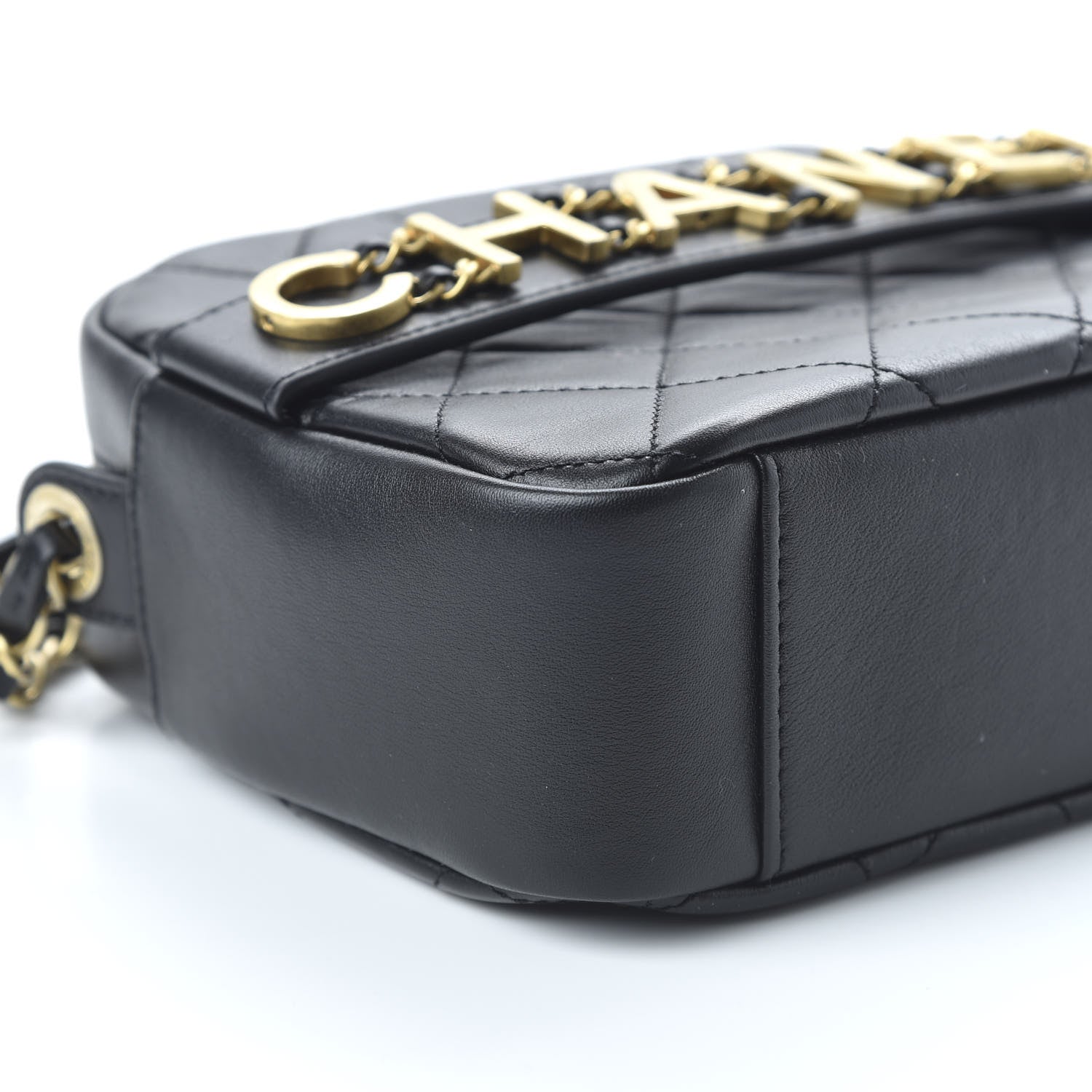 Chanel Calfskin Quilted Enchained Camera Case Bag Black 6 of 10