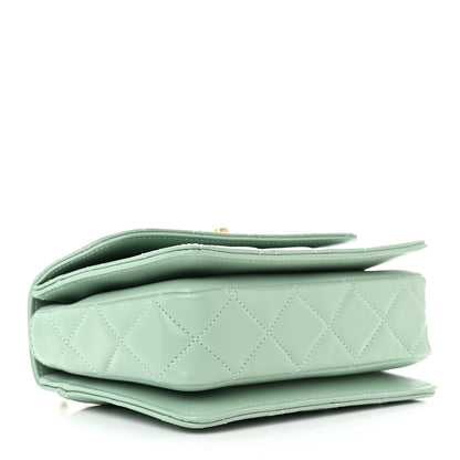 Chanel Shiny Calfskin Quilted Mini Metal Top Handle Flap Light Green 4 of 11