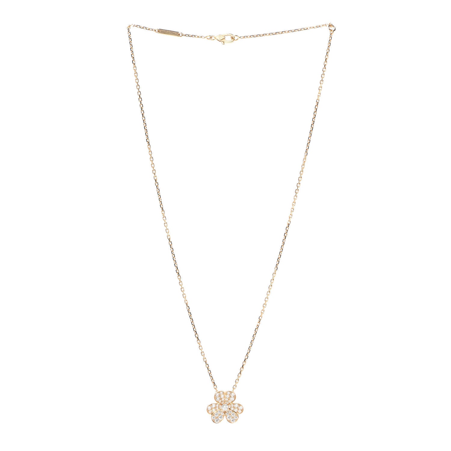 Van Cleef & Arpels 18K Yellow Gold Diamond Small Frivole Pendant Necklace 3 of 8