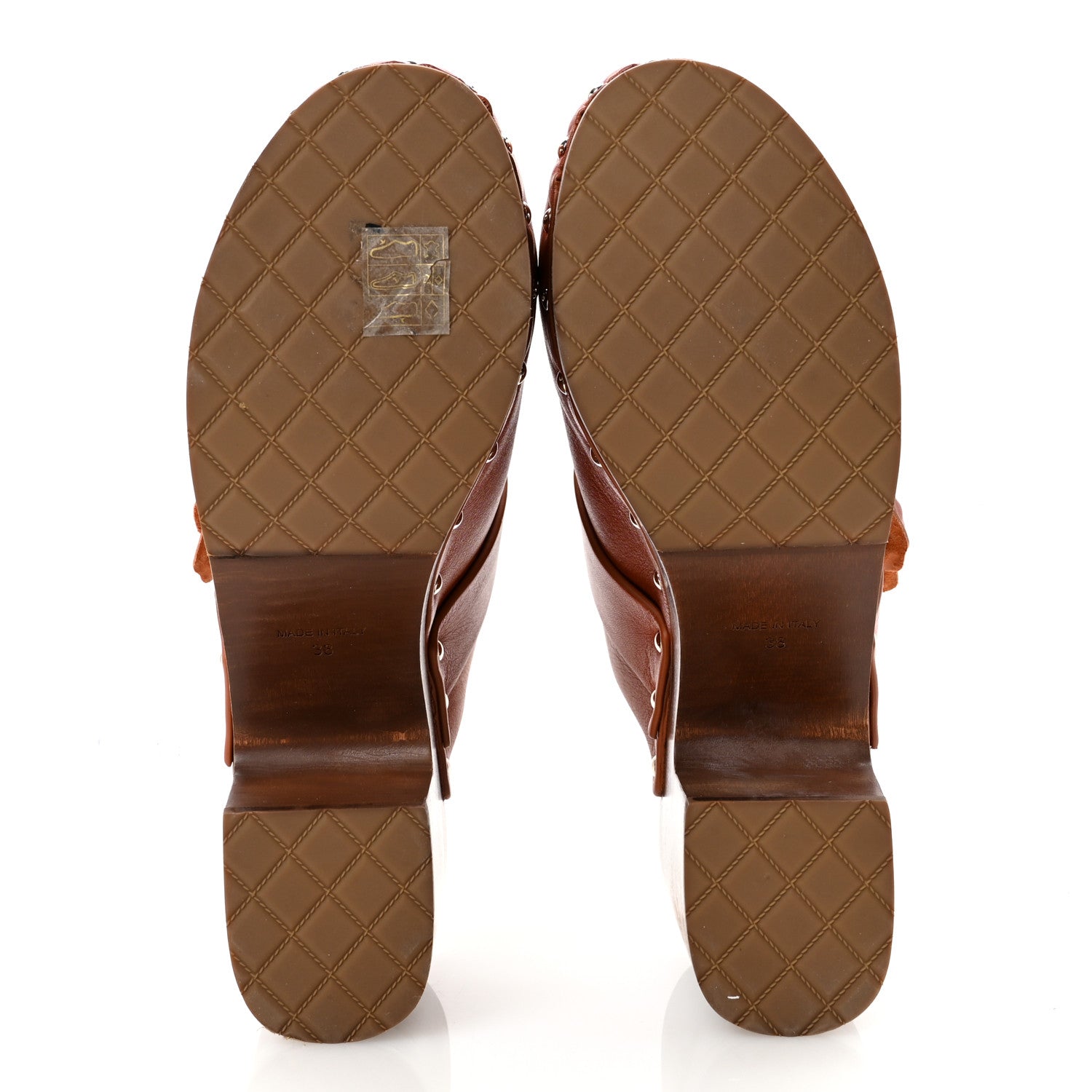 Chanel Calfskin Camellia Clogs 38 Brown 6 of 9