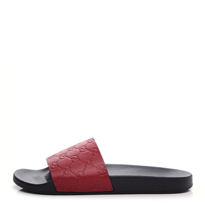 Gucci Guccissima Signature Slide Sandals 41 Hibiscus Red 1 of 10
