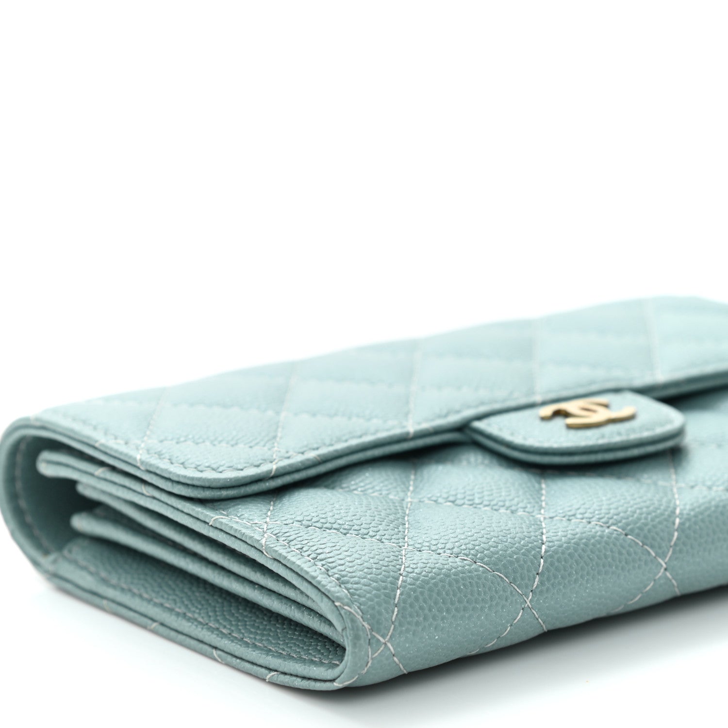 Chanel Iridescent Caviar Quilted Medium Flap Wallet Light Blue 9 of 10