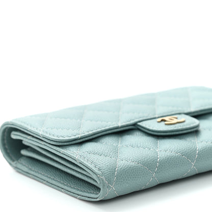 Chanel Iridescent Caviar Quilted Medium Flap Wallet Light Blue 9 of 10