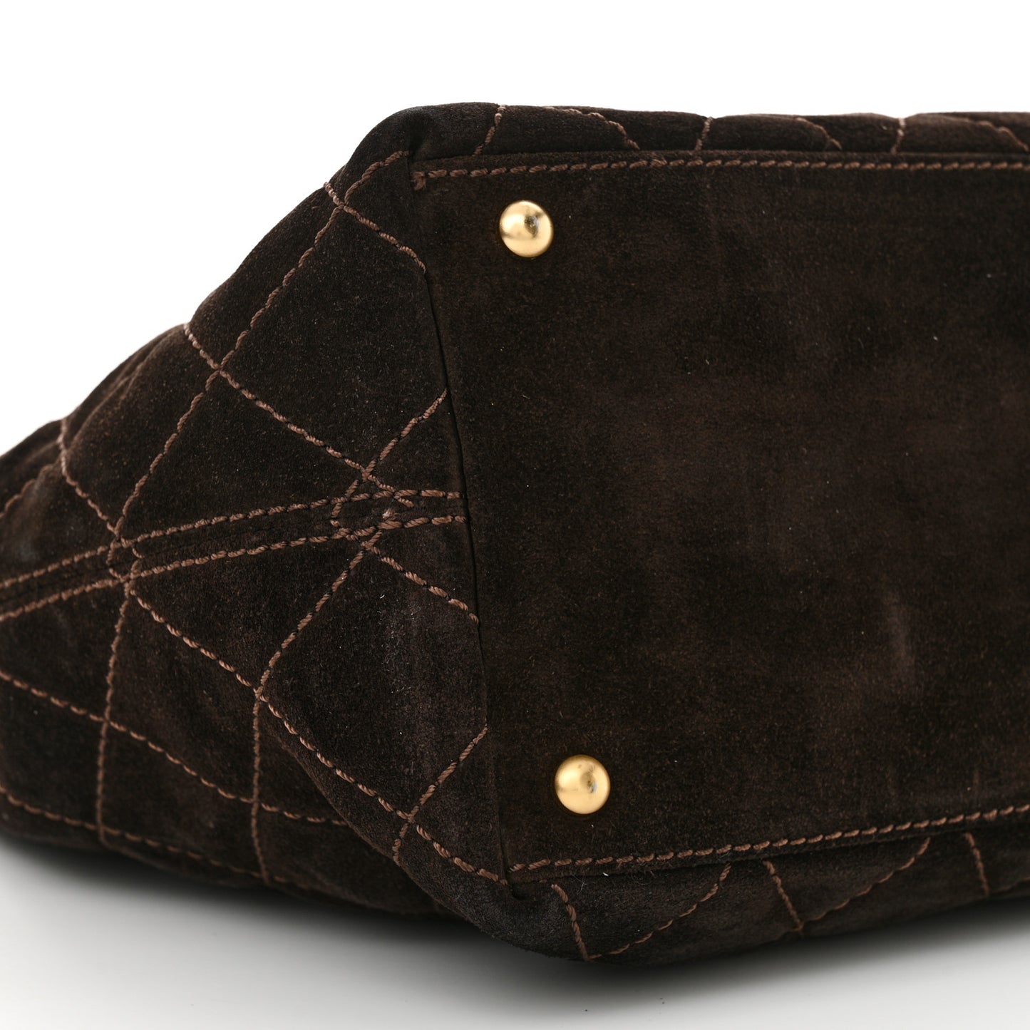 Suede Quilted Shopping Tote Brown