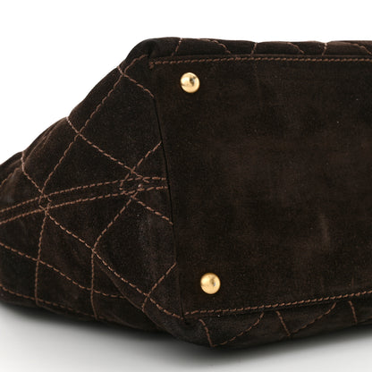 Chanel Suede Quilted Shopping Tote Brown 9 of 13