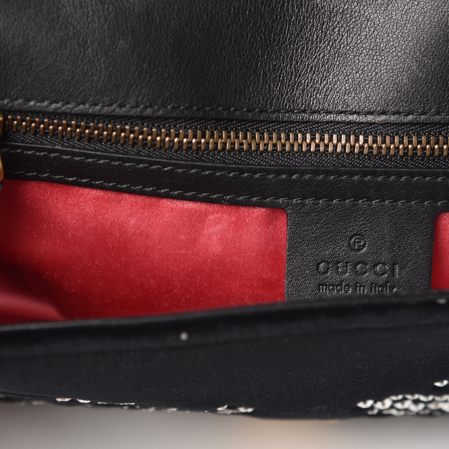 Gucci Velvet Matelasse Marquise Crystals Embroidered Small GG Marmont Shoulder Bag Black 8 of 10