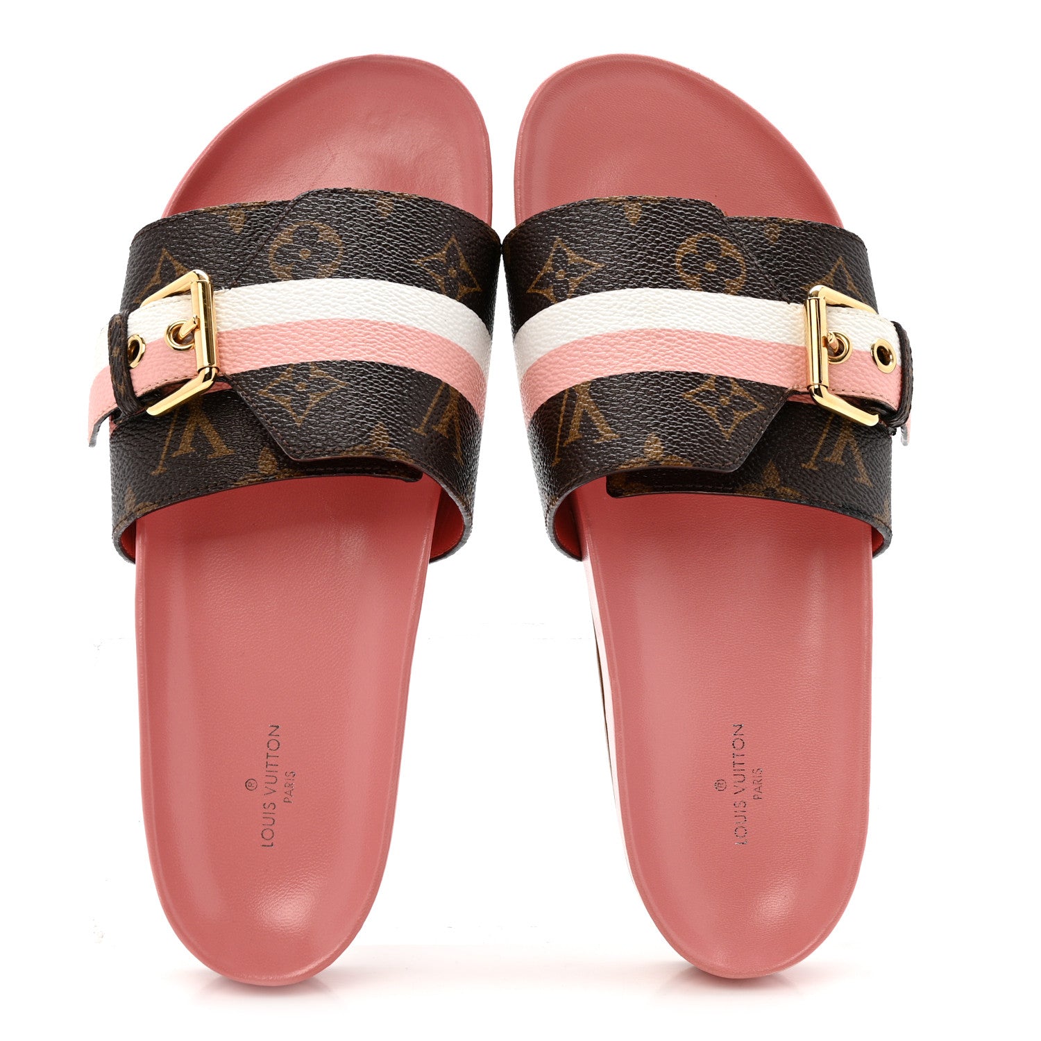 Louis Vuitton Patent Monogram Bom Dia Flat Mule 37 Rose White 2 of 11