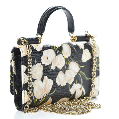 Dolce & Gabbana Dauphine Tulip Print Mini Von Bag Black 4 of 11