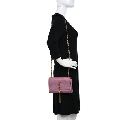 Saint Laurent Metallic Calfskin Small Classic Monogram Kate Tassel Satchel Pink 2 of 11