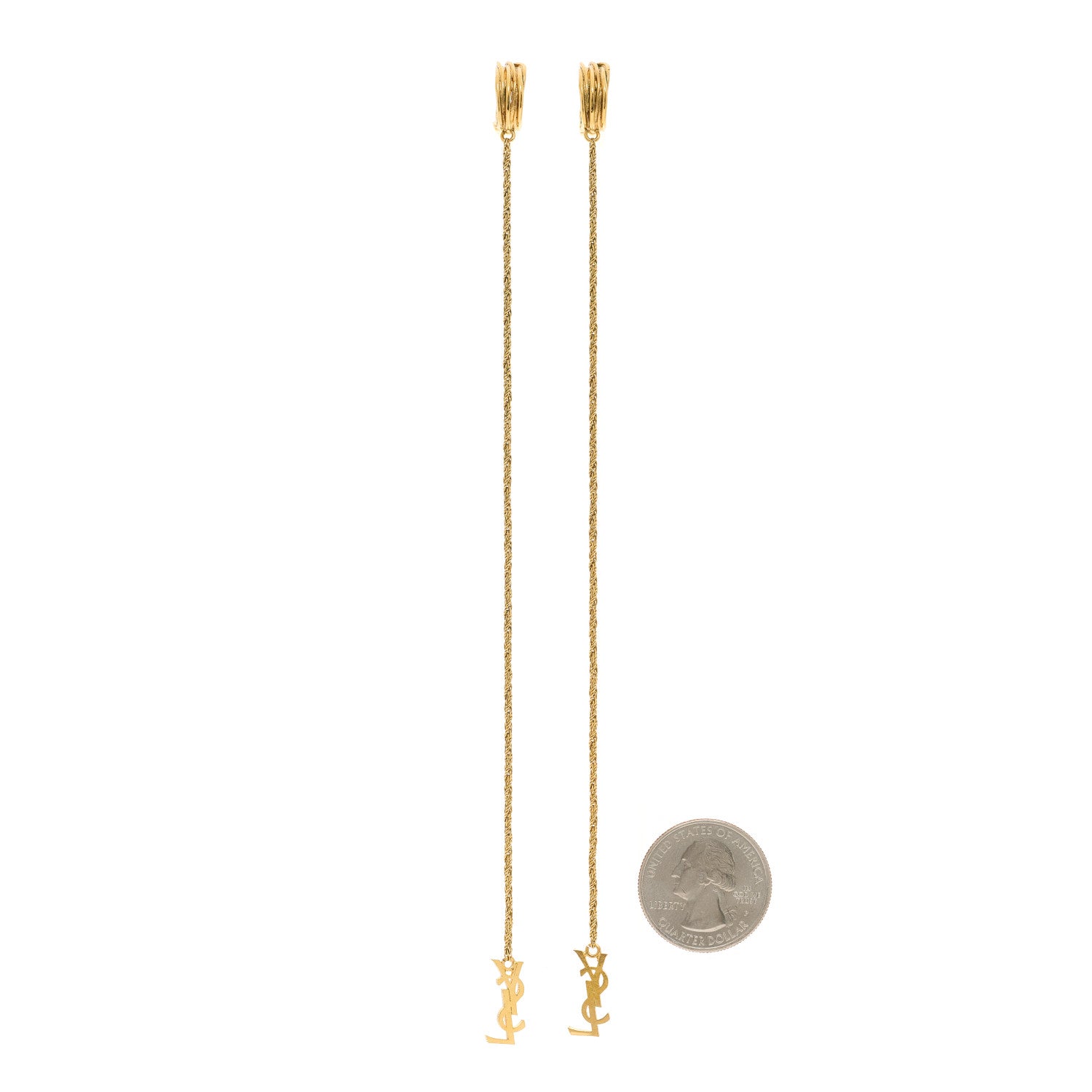 Saint Laurent Metal Opyum Clip On Drop Earrings Gold 2 of 4