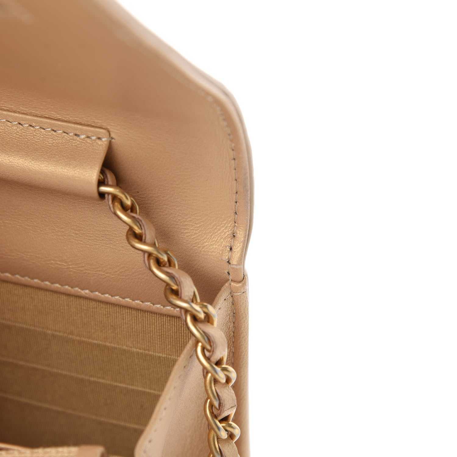 Chanel Metallic Galuchat Stingray Lambskin Boy Wallet On Chain WOC Gold 9 of 15