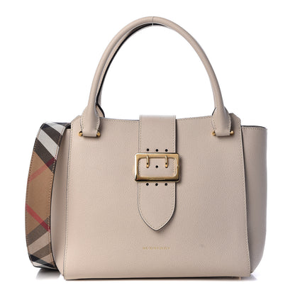 Burberry Soft Grain Calfskin Medium Buckle Tote Limestone 1 of 10