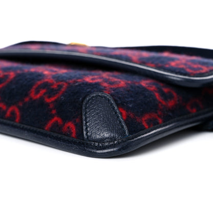 Gucci Covered Wool GG Monogram Slim Belt Bag Navy Red 10 of 14