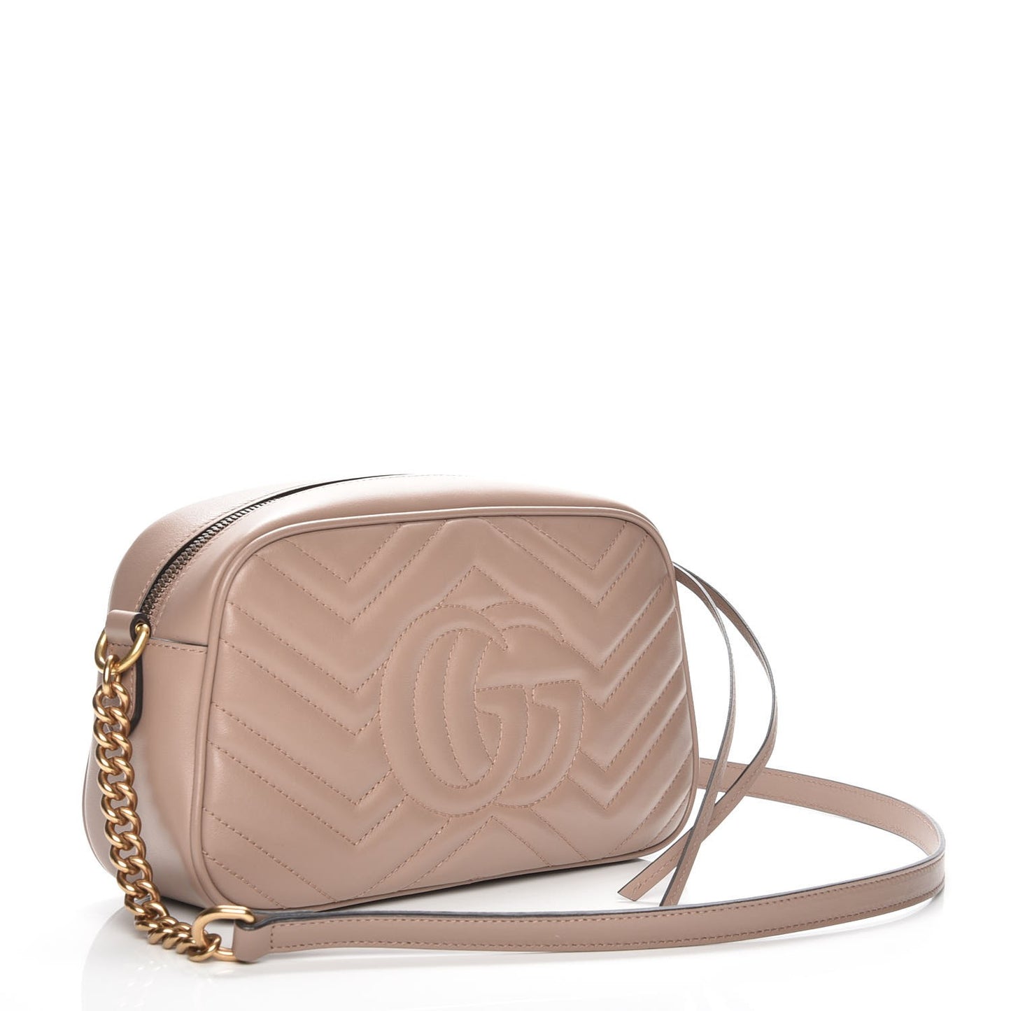 Calfskin Matelasse Small GG Marmont Chain Shoulder Bag Taupe