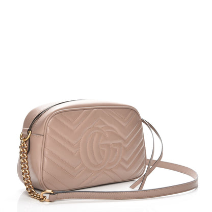 Gucci Calfskin Matelasse Small GG Marmont Chain Shoulder Bag Taupe 3 of 7