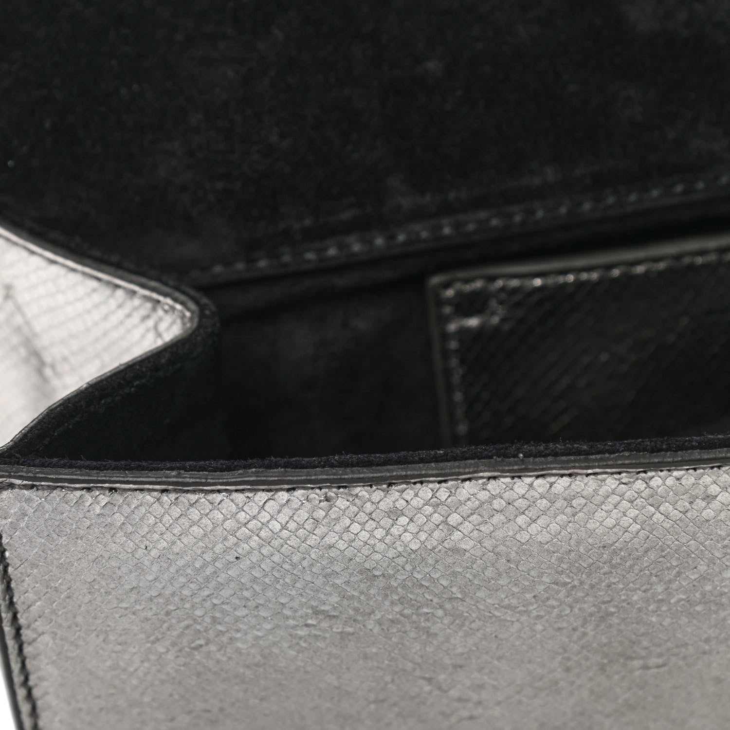 Saint Laurent Metallic Calfskin Lizard Printed Lutetia Flap Clutch Silver 8 of 9