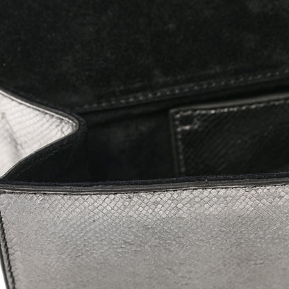 Saint Laurent Metallic Calfskin Lizard Printed Lutetia Flap Clutch Silver 8 of 9