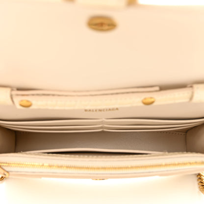 Balenciaga Shiny Calfskin Crocodile Embossed Hourglass Chain Bag Cream 5 of 10