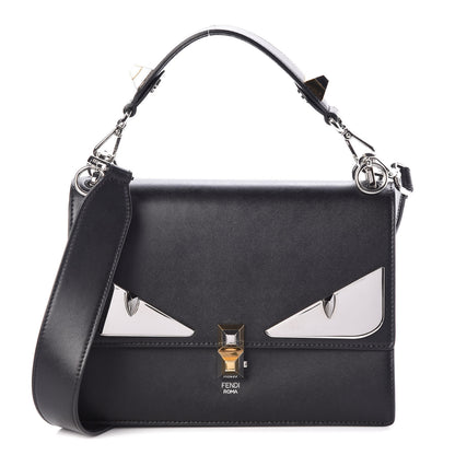 Fendi Vitello Liberty Lucido Metal Monster Eyes Studded Kan I Shoulder Bag Black 1 of 9