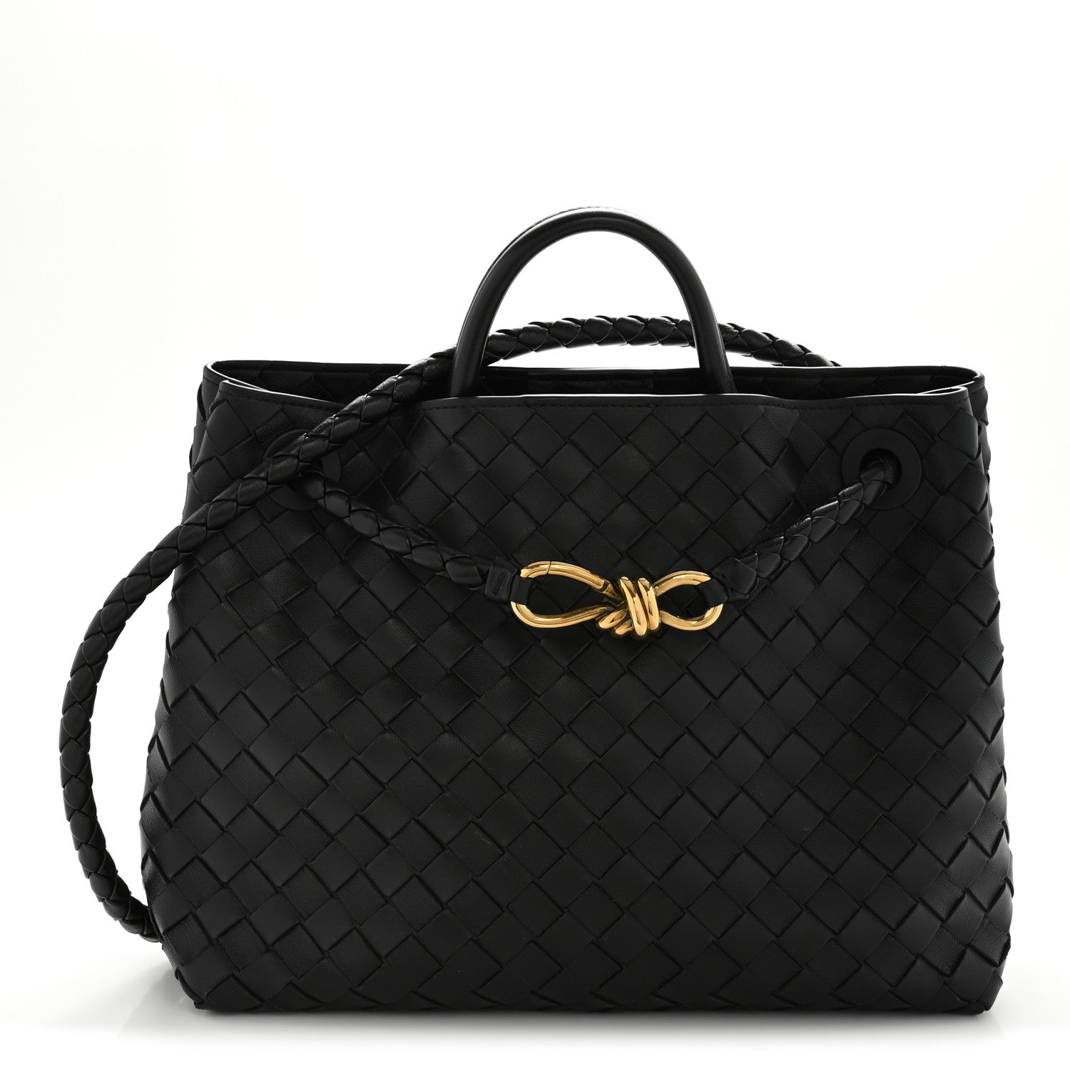 Bottega Veneta Nappa Intrecciato Medium Andiamo Shoulder Bag Black Black 1 of 10