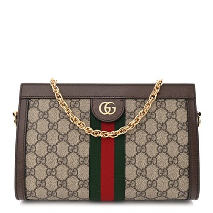 Gucci GG Supreme Monogram Web Small Ophidia Chain Shoulder Bag Brown 1 of 10