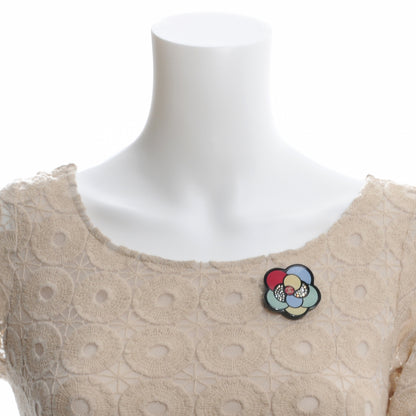 Chanel Resin Crystal CC Camellia Pin Brooch 2 of 5