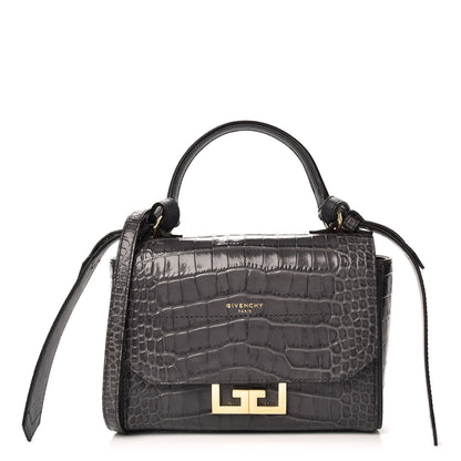 Givenchy Calfskin Crocodile Embossed Eden Mini Top Handle Storm Grey 1 of 8