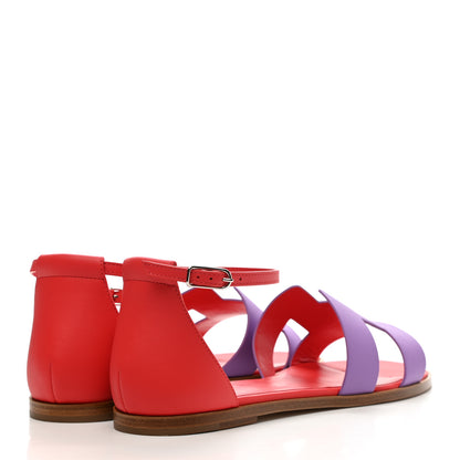 Hermes Calfskin Santorini Sandals 41 Violet Parme Rouge 4 of 9