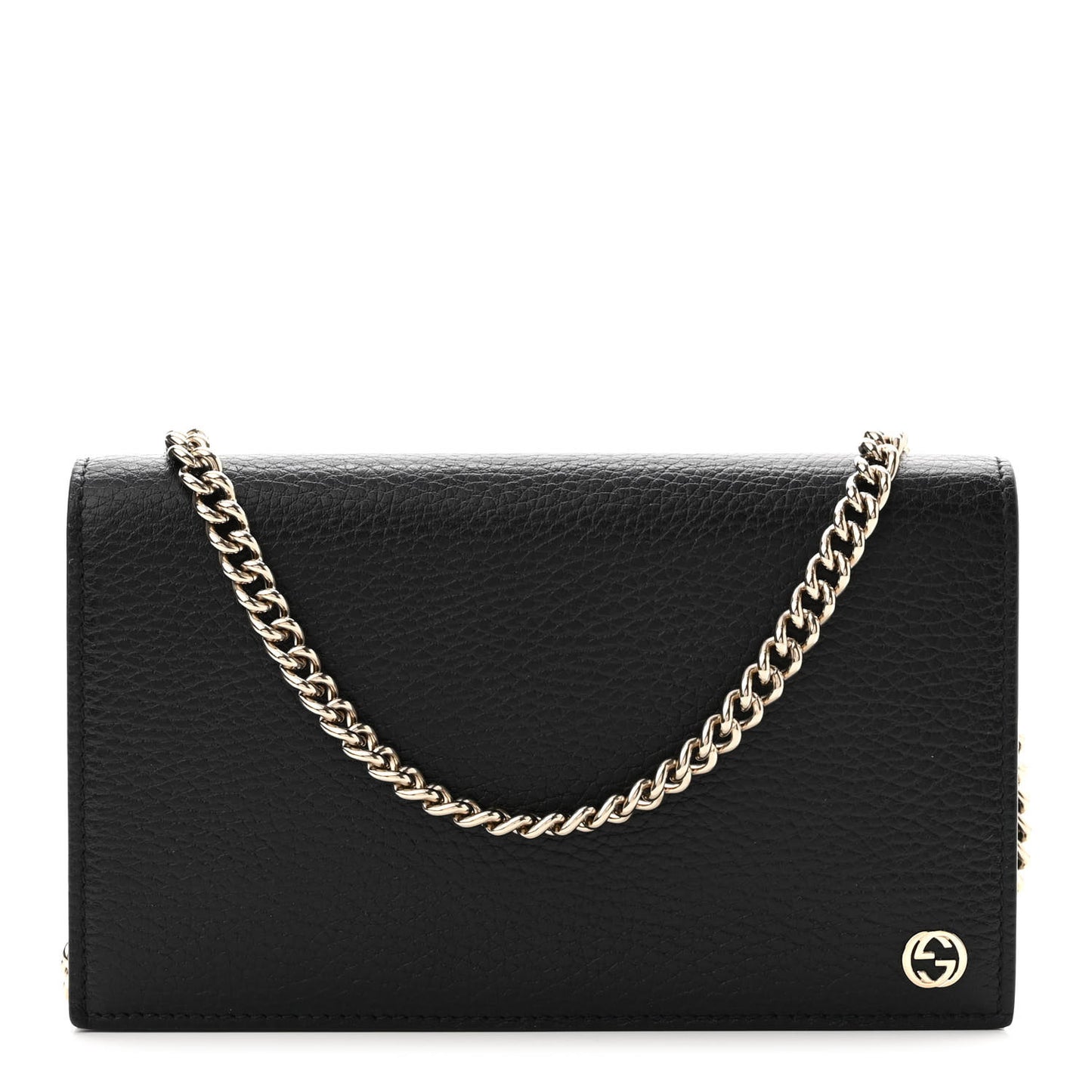 Dollar Calfskin Medium Betty Chain Wallet Black