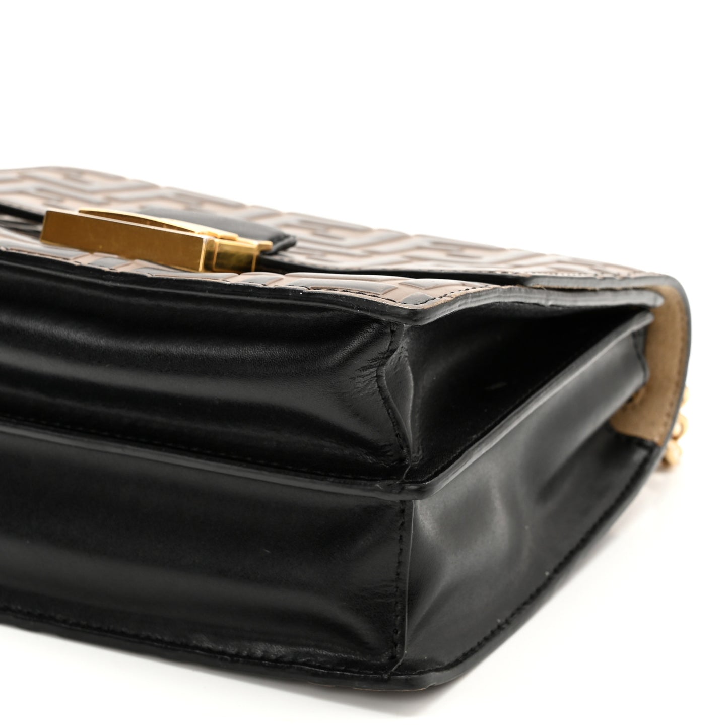 Vitello Liberty Bi-Color FF 1974 Embossed Small Kan U Shoulder Bag Maya Black