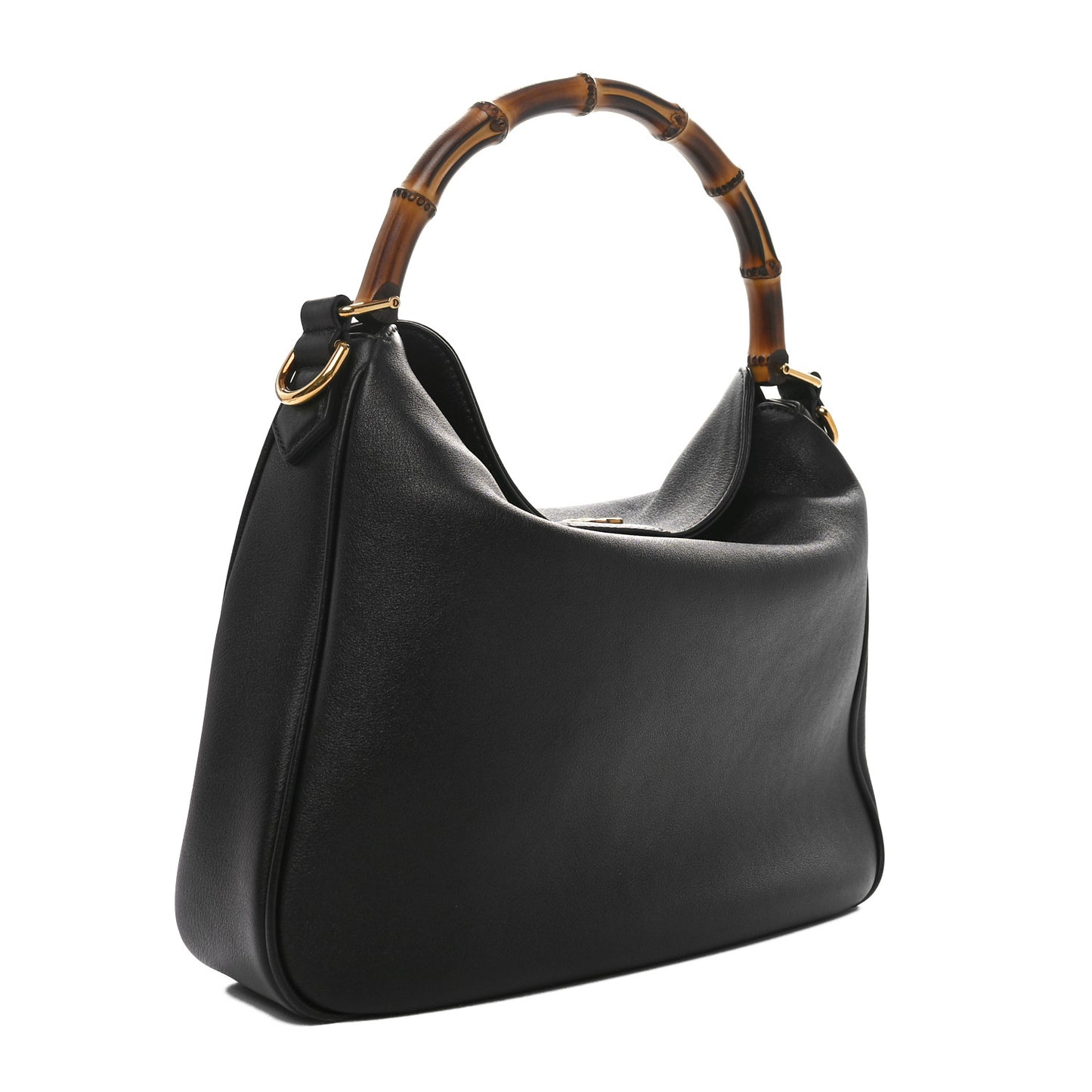 Softy Wonka Textured Dollar Calfskin Medium Diana Shoulder Bag Black