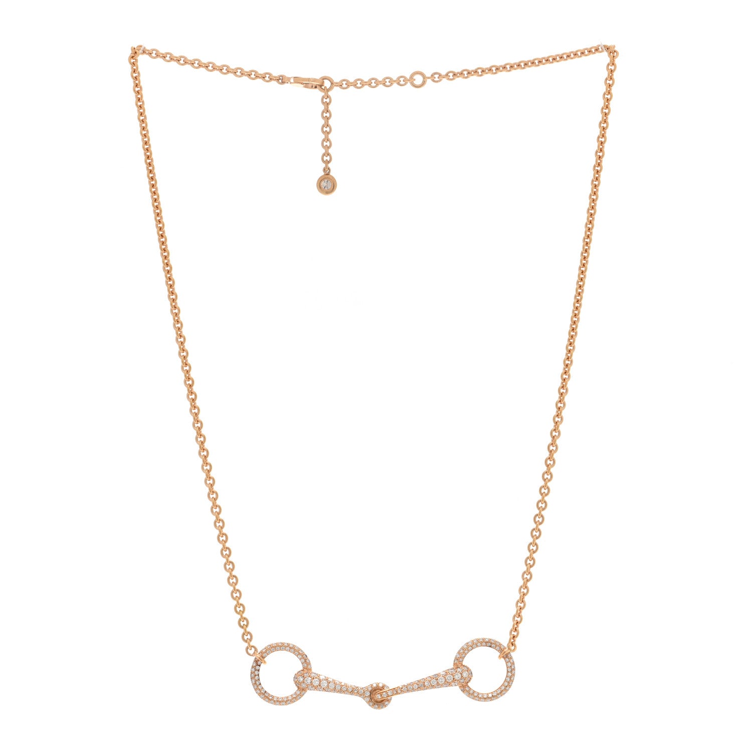 Hermes 18K Rose Gold Diamond TPM Filet d'Or Necklace ST 2 of 4