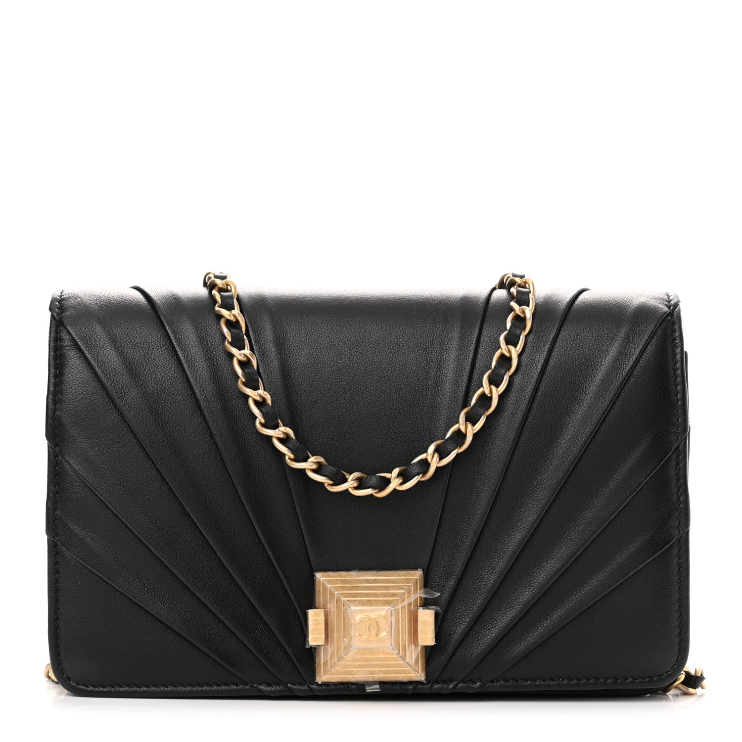 Chanel Lambskin Pyramid Wallet On Chain WOC Black 1 of 11