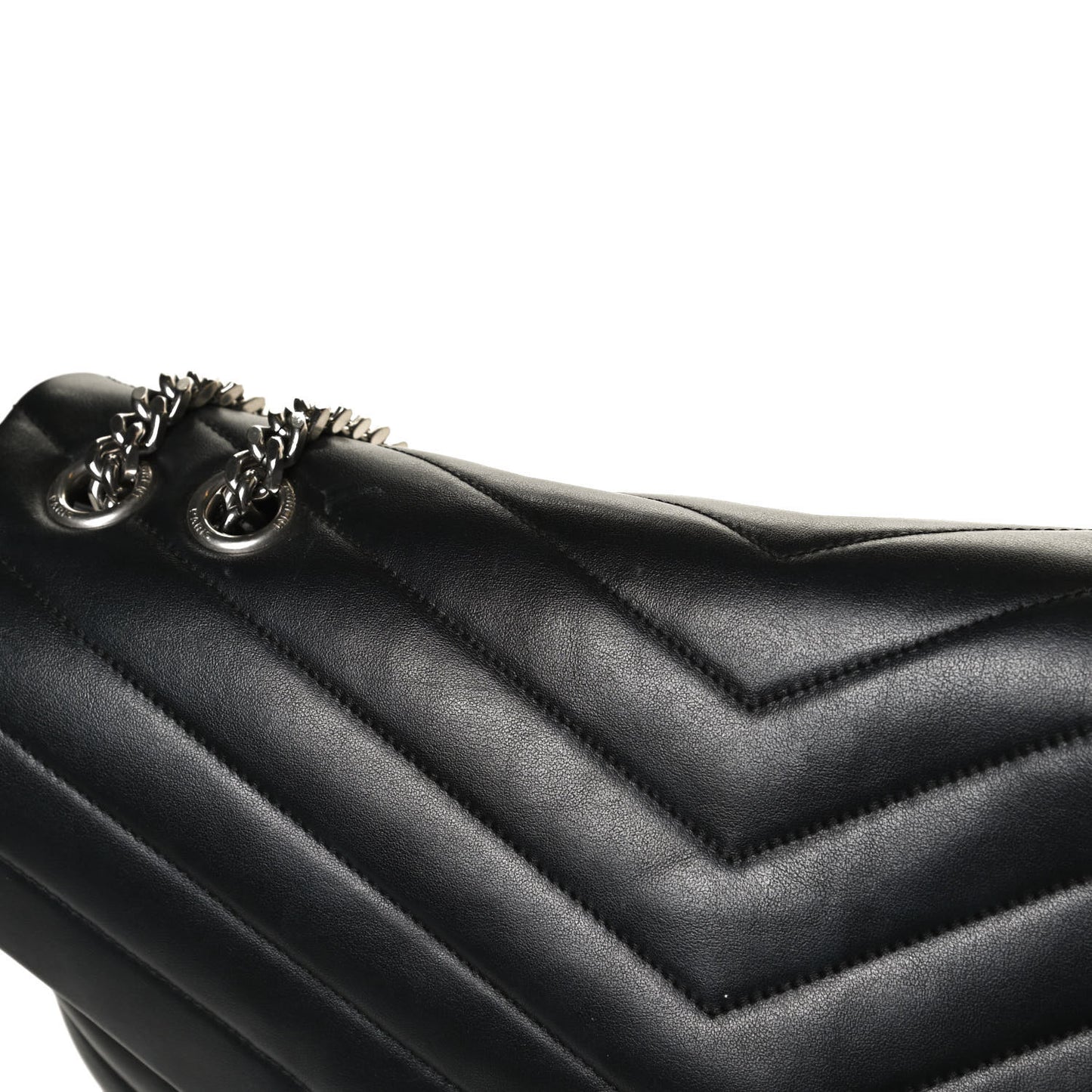 Calfskin Y Quilted Monogram Large Loulou Chain Satchel Black