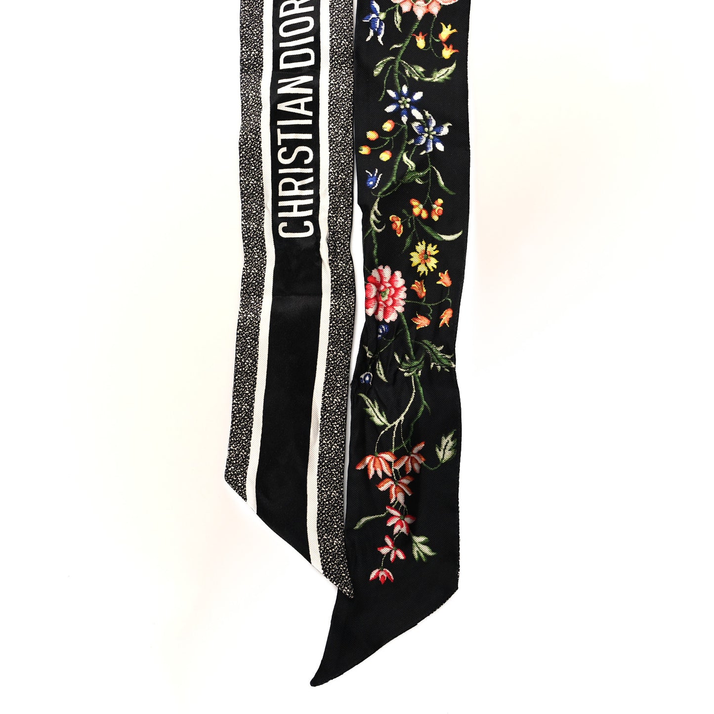Silk Twill D-Floral Mitzah Scarf Black Multicolor