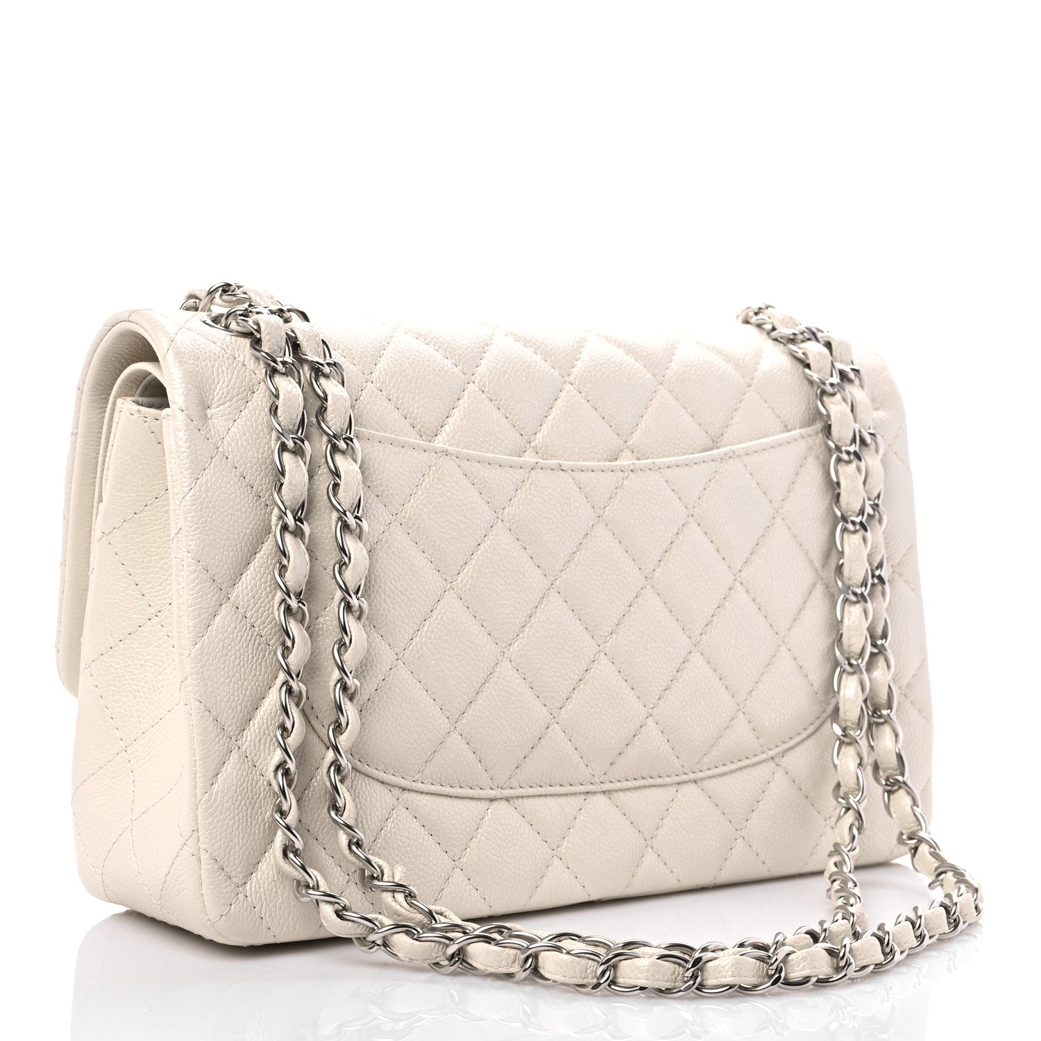 Chanel Pearly Caviar Quilted Jumbo Double Flap Dark White 3 of 9