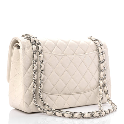 Chanel Pearly Caviar Quilted Jumbo Double Flap Dark White 3 of 9