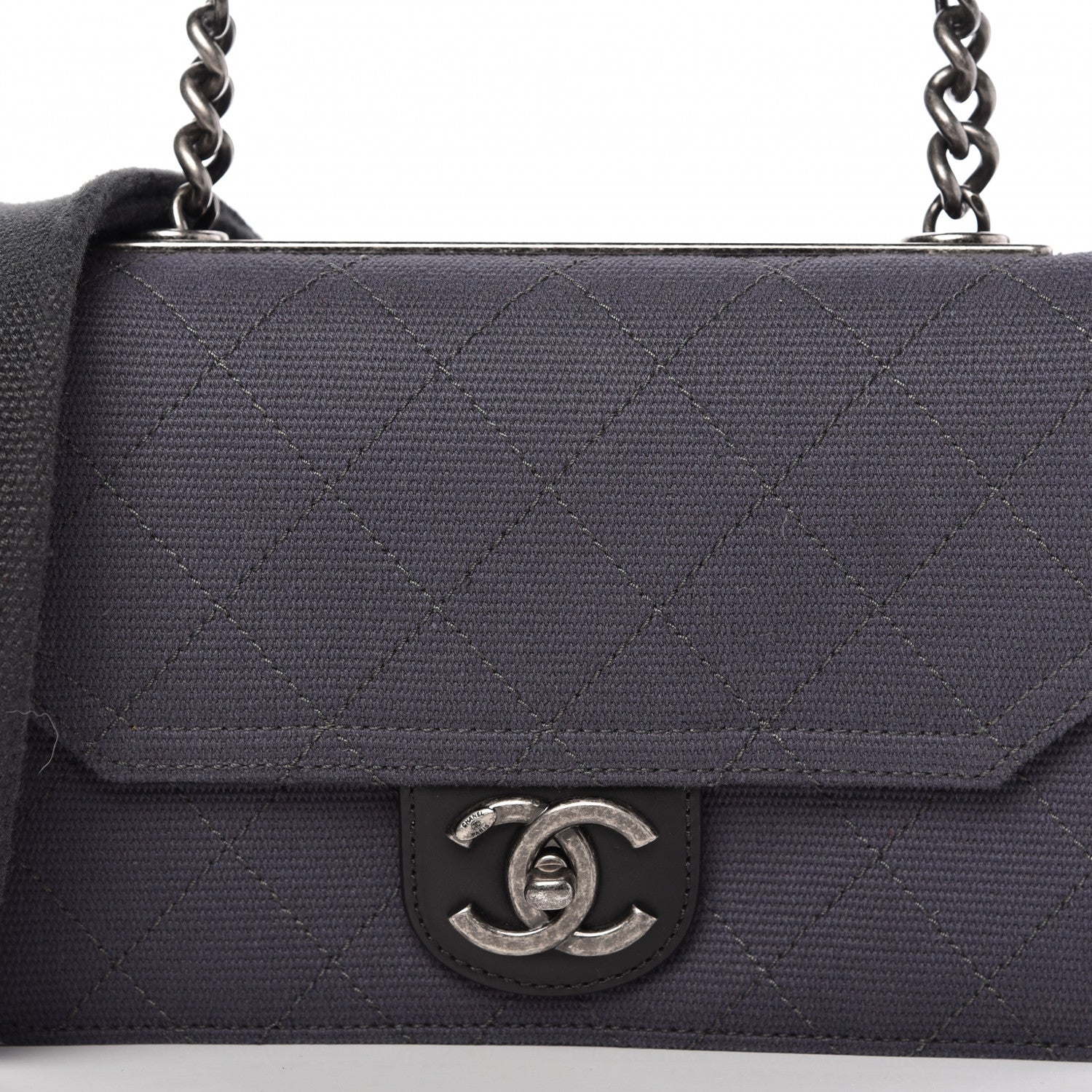 Chanel Fabric Quilted Small Flap Bag Dark Grey 10 of 11