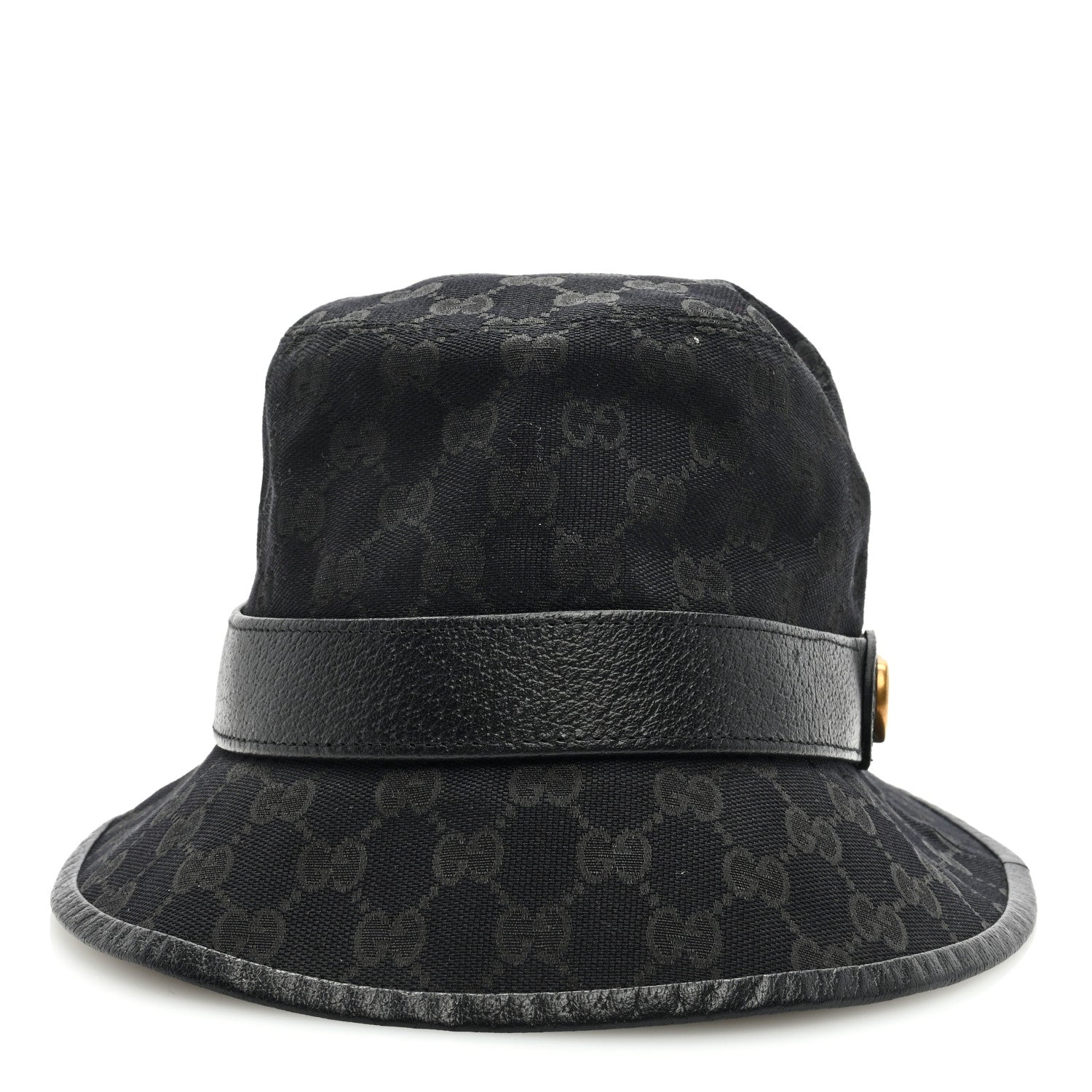 Gucci Monogram Textured Dollar Calfskin GG Jago Bucket Hat L Black 3 of 8