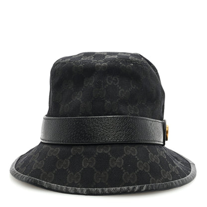 Gucci Monogram Textured Dollar Calfskin GG Jago Bucket Hat L Black 3 of 8