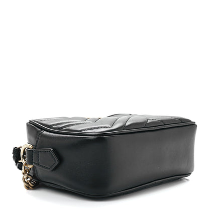 Gucci Calfskin Matelasse Mini GG Marmont Chain Shoulder Bag Black 4 of 12