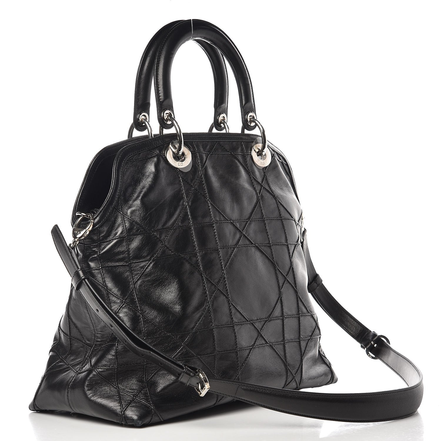 Christian Dior Lambskin Cannage Medium Granville Tote Black 4 of 8