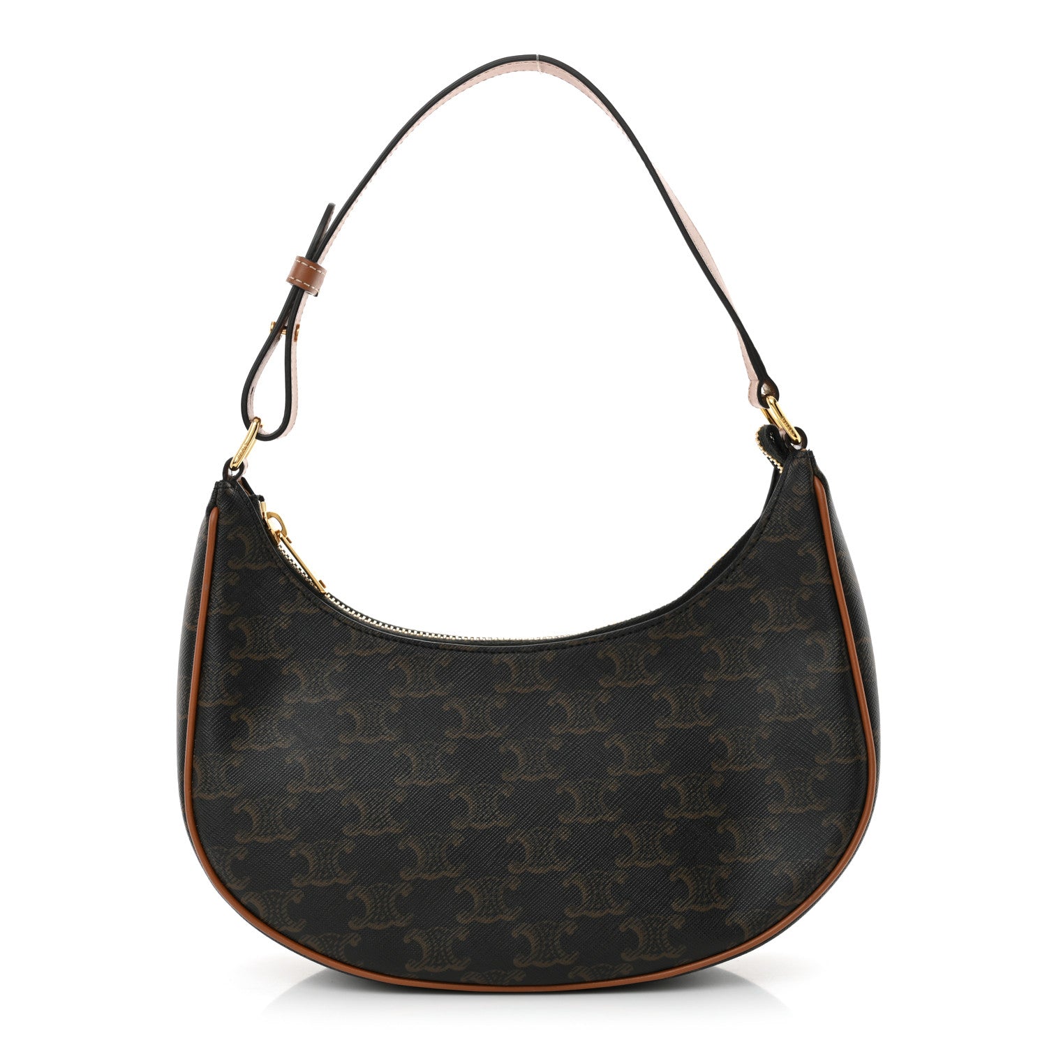 Celine Triomphe Canvas Calfskin Ava Shoulder Bag Tan 1 of 11